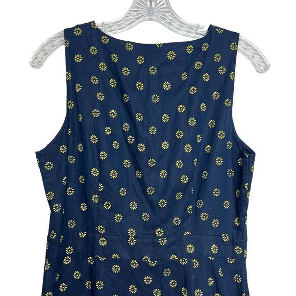 J.Crew Floral Navy V-neck Button-front Dress in Linen Blend Size 4 - Picture 9 of 12